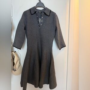 Maje Charcoal Dress with Black Accents